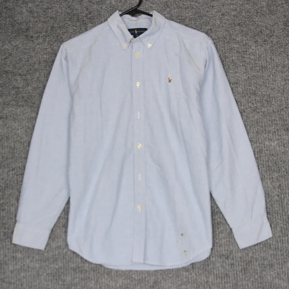 Ralph Lauren Men's Oxford Button Down Shirt Size 18‎ Blue Long Sleeve Polo Pony